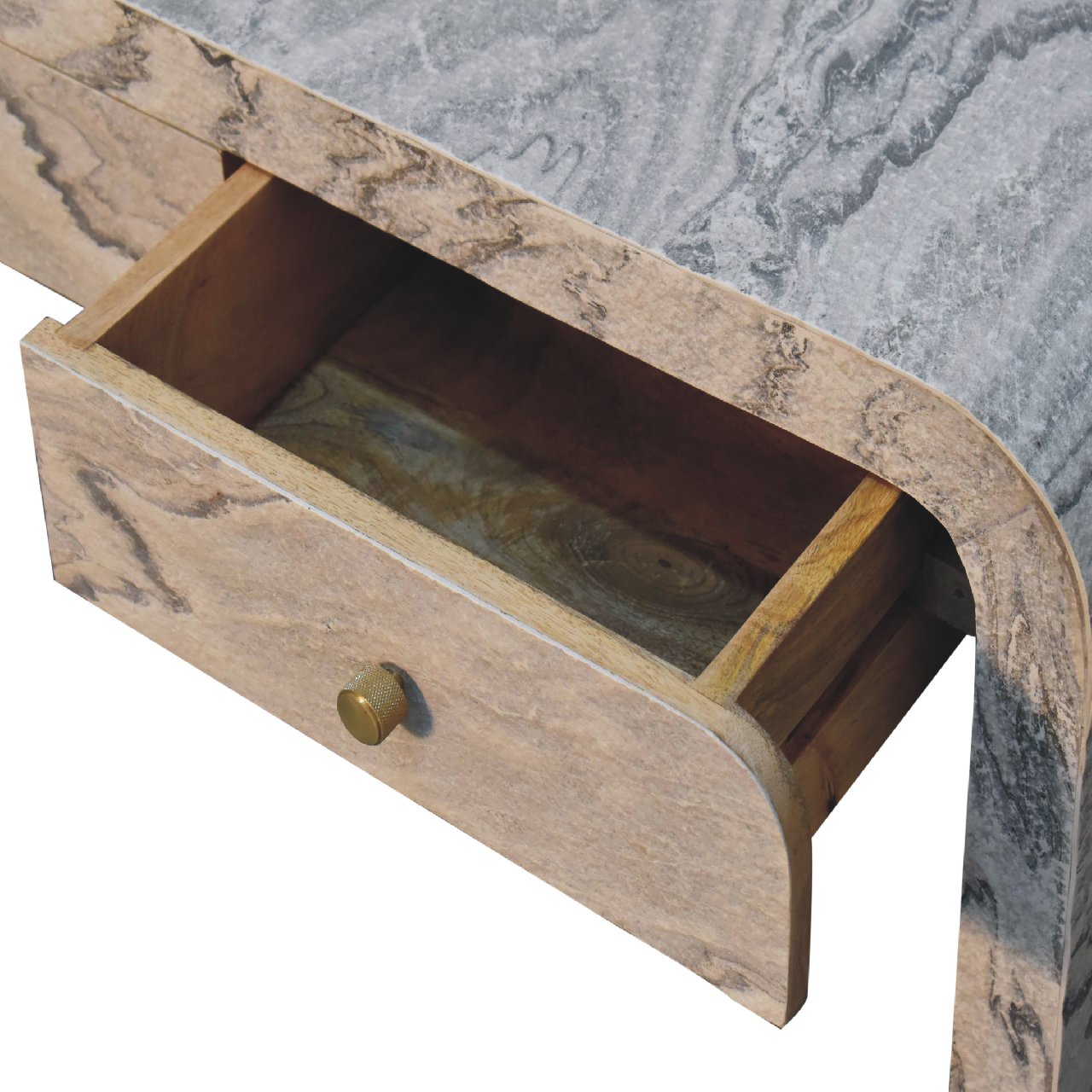 Eguishem Natural Wood and Marble Effect Tv Stand