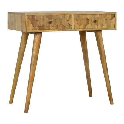 Otranto Pineapple Carved Mango Wood Console Table 2 Drawers