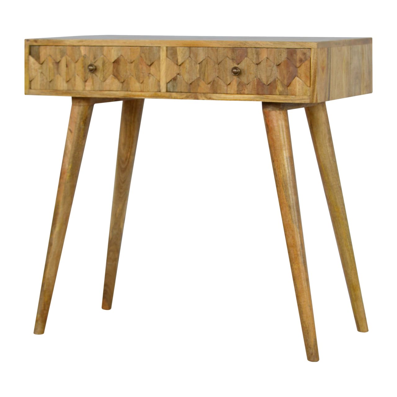 Otranto Pineapple Carved Mango Wood Console Table 2 Drawers