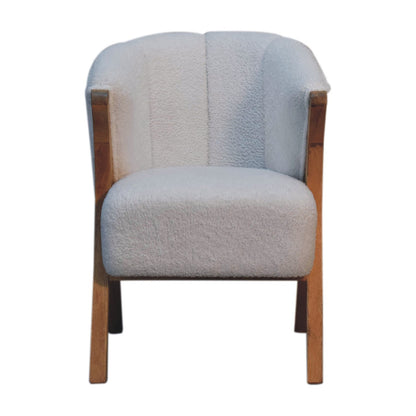 Sarlat White Boucle and Mango Wood Cosy Chair