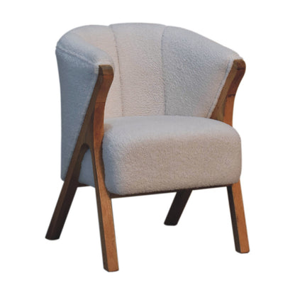 Sarlat White Boucle and Mango Wood Cosy Chair