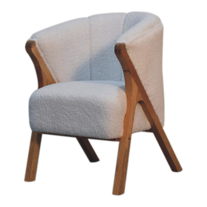 Sarlat White Boucle and Mango Wood Cosy Chair