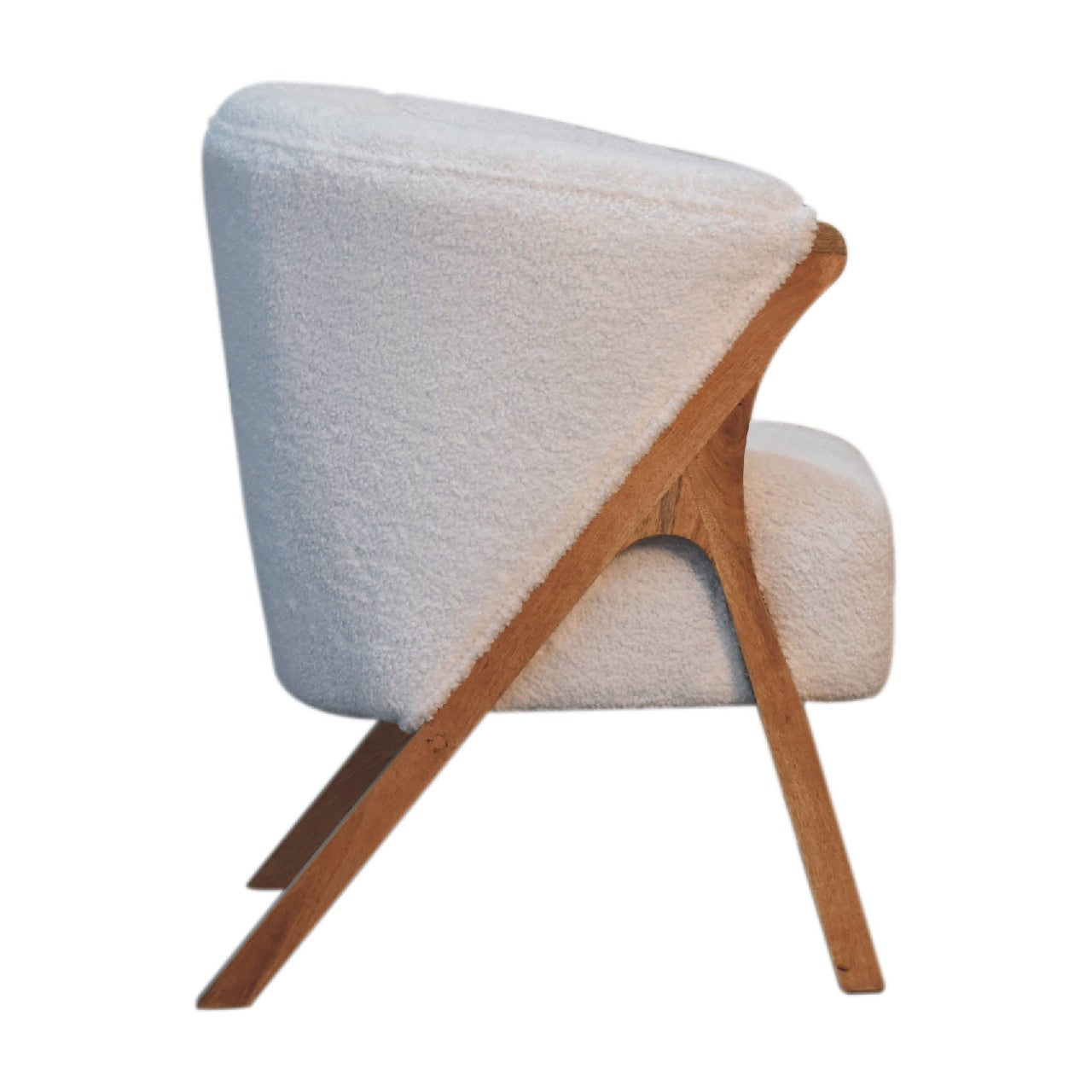 Sarlat White Boucle and Mango Wood Cosy Chair