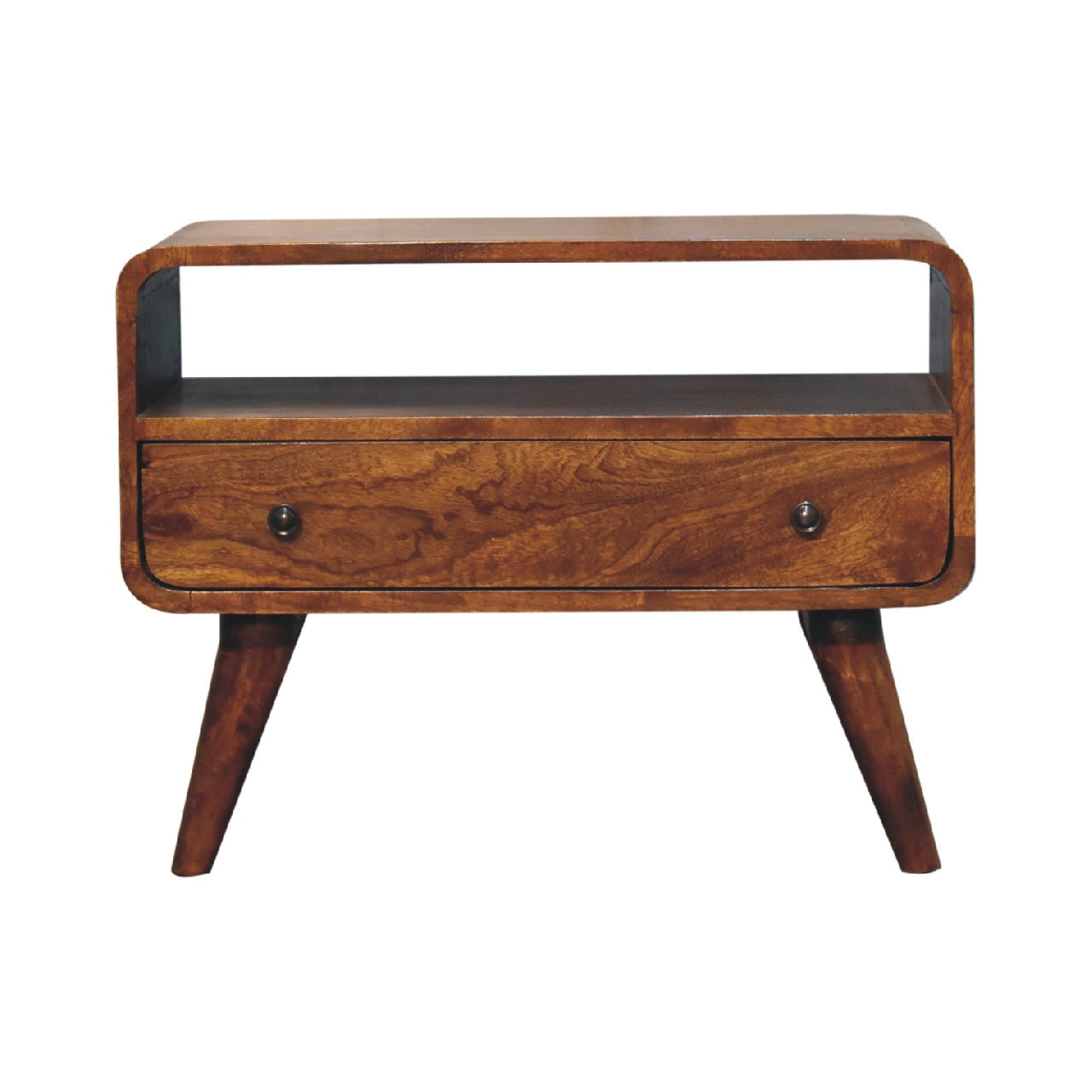 Olbia Small Chestnut Mango Wood Curved TV Media Unit