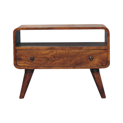 Olbia Small Chestnut Mango Wood Curved TV Media Unit