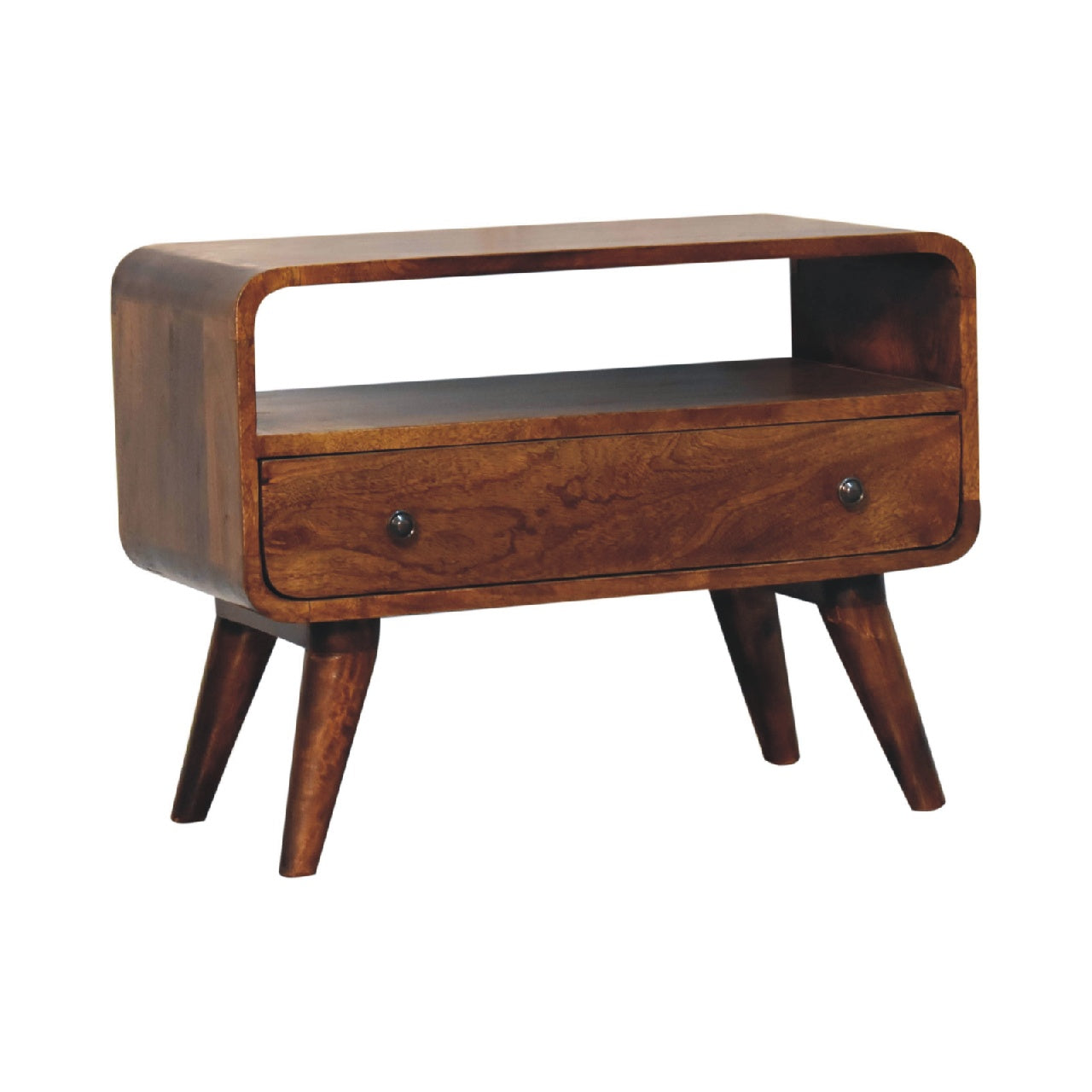 Olbia Small Chestnut Mango Wood Curved TV Media Unit