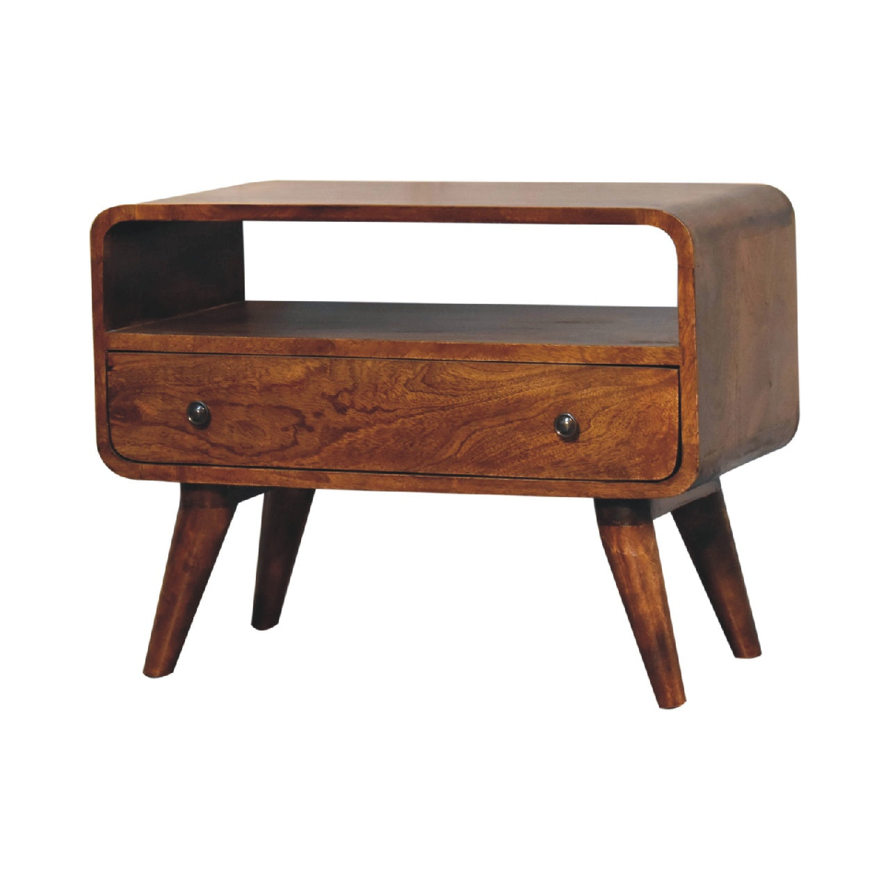 Olbia Small Chestnut Mango Wood Curved TV Media Unit