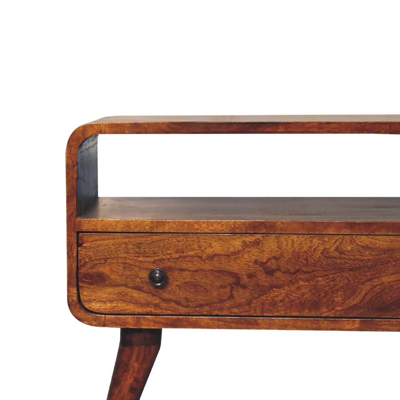 Olbia Small Chestnut Mango Wood Curved TV Media Unit