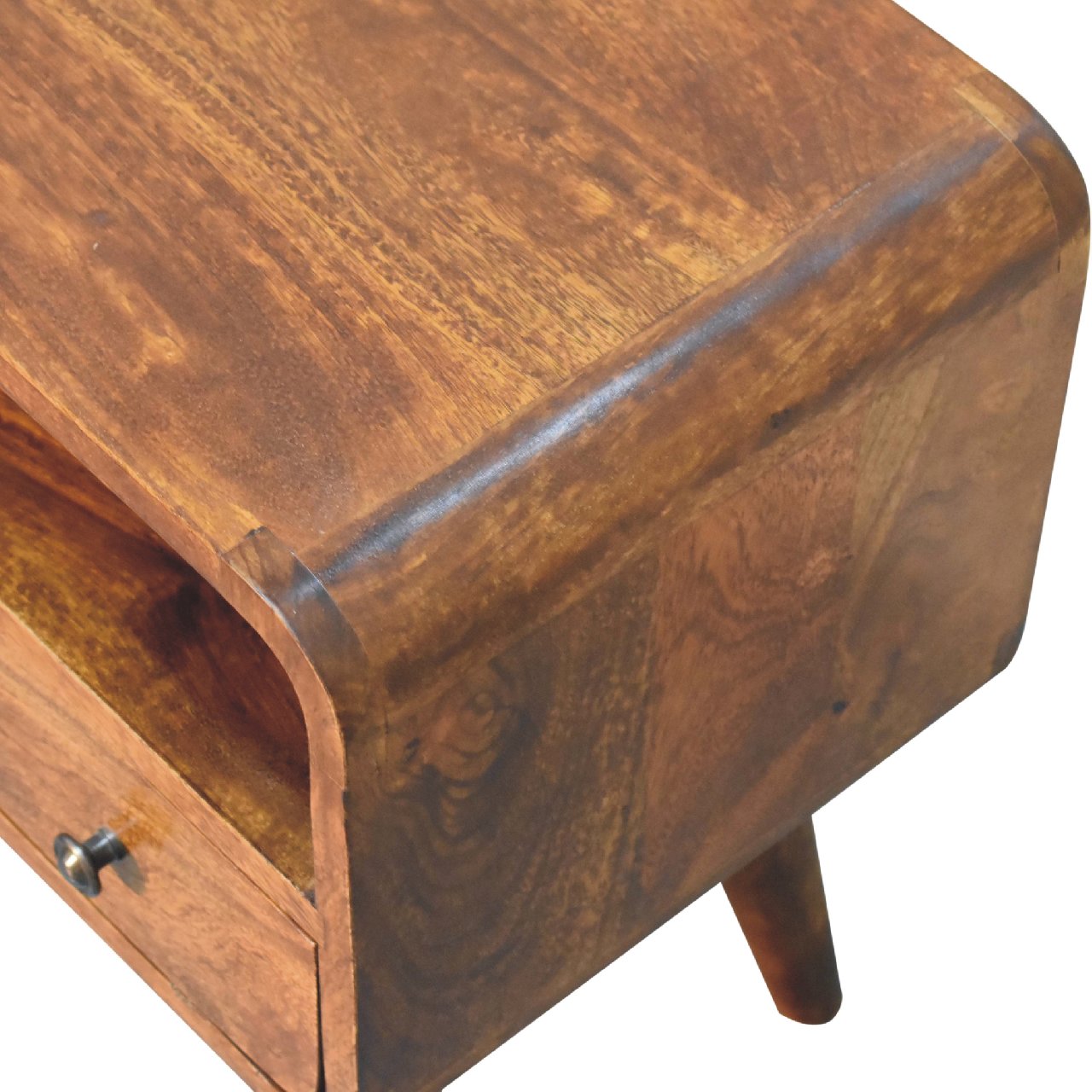 Olbia Small Chestnut Mango Wood Curved TV Media Unit