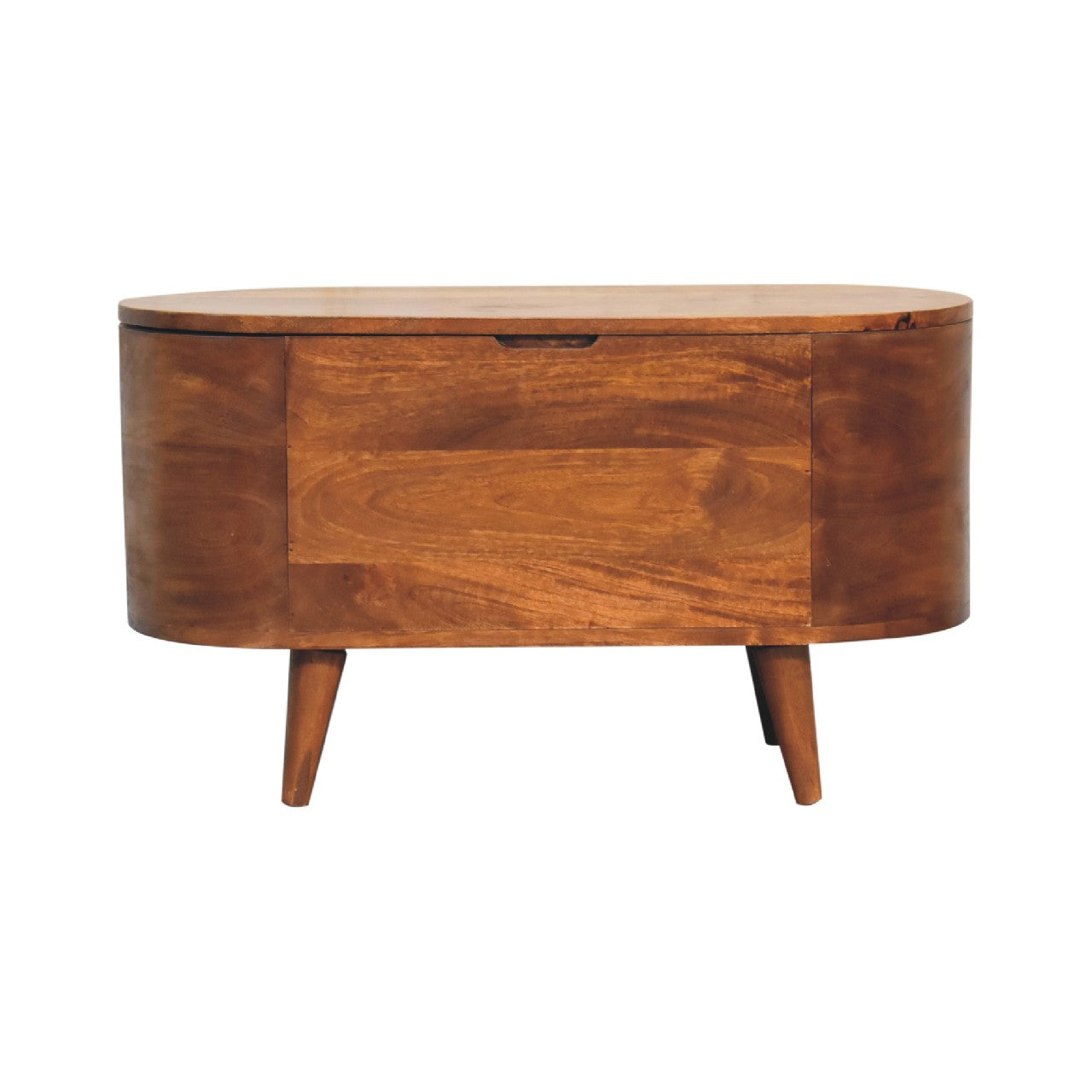 Brescia Chestnut Mango Wood Oval Lid Up Blanket Box