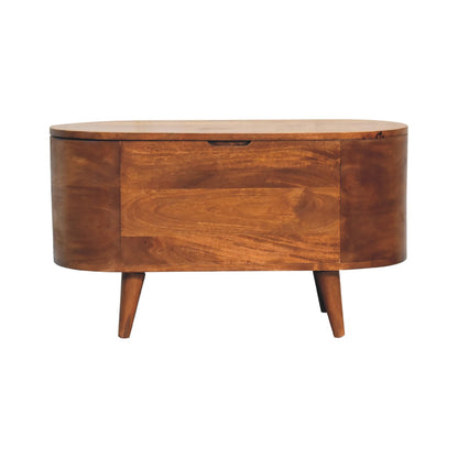 Brescia Chestnut Mango Wood Oval Lid Up Blanket Box
