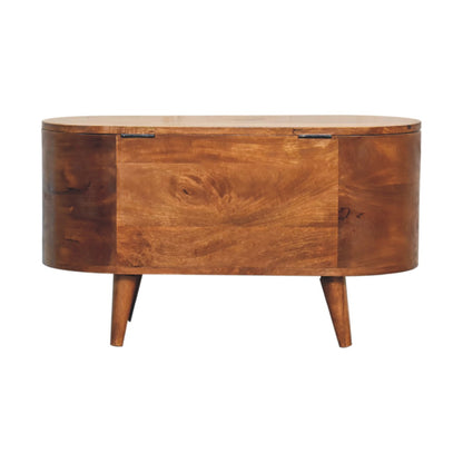 Brescia Chestnut Mango Wood Oval Lid Up Blanket Box