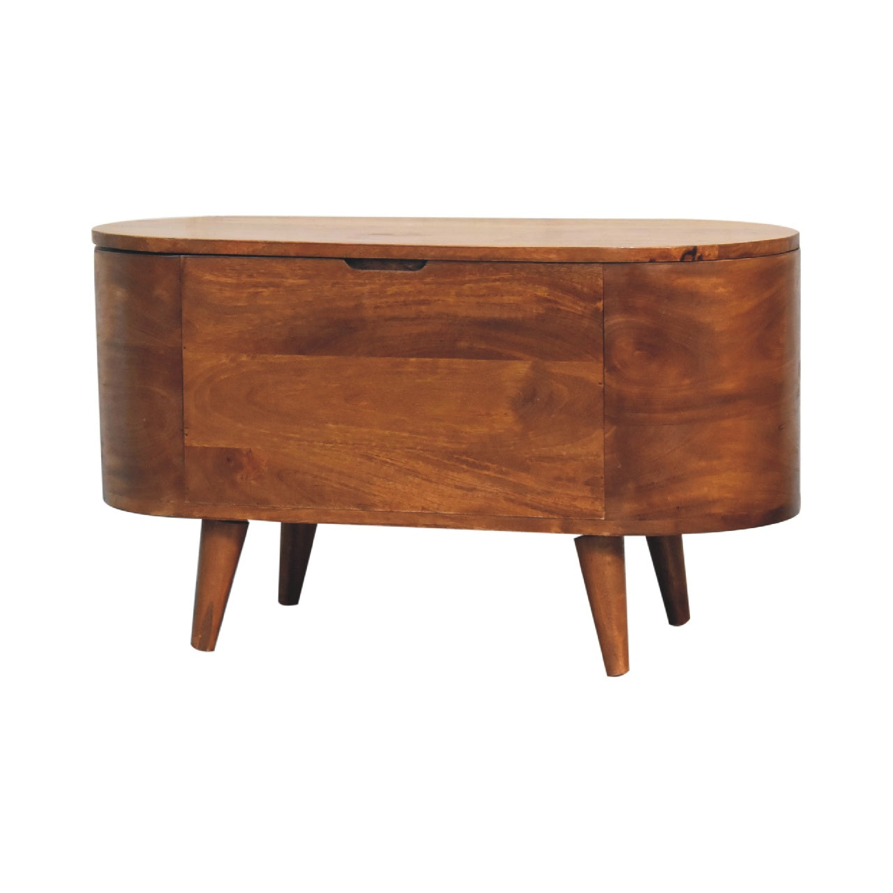 Brescia Chestnut Mango Wood Oval Lid Up Blanket Box