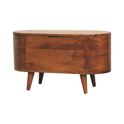 Brescia Chestnut Mango Wood Oval Lid Up Blanket Box