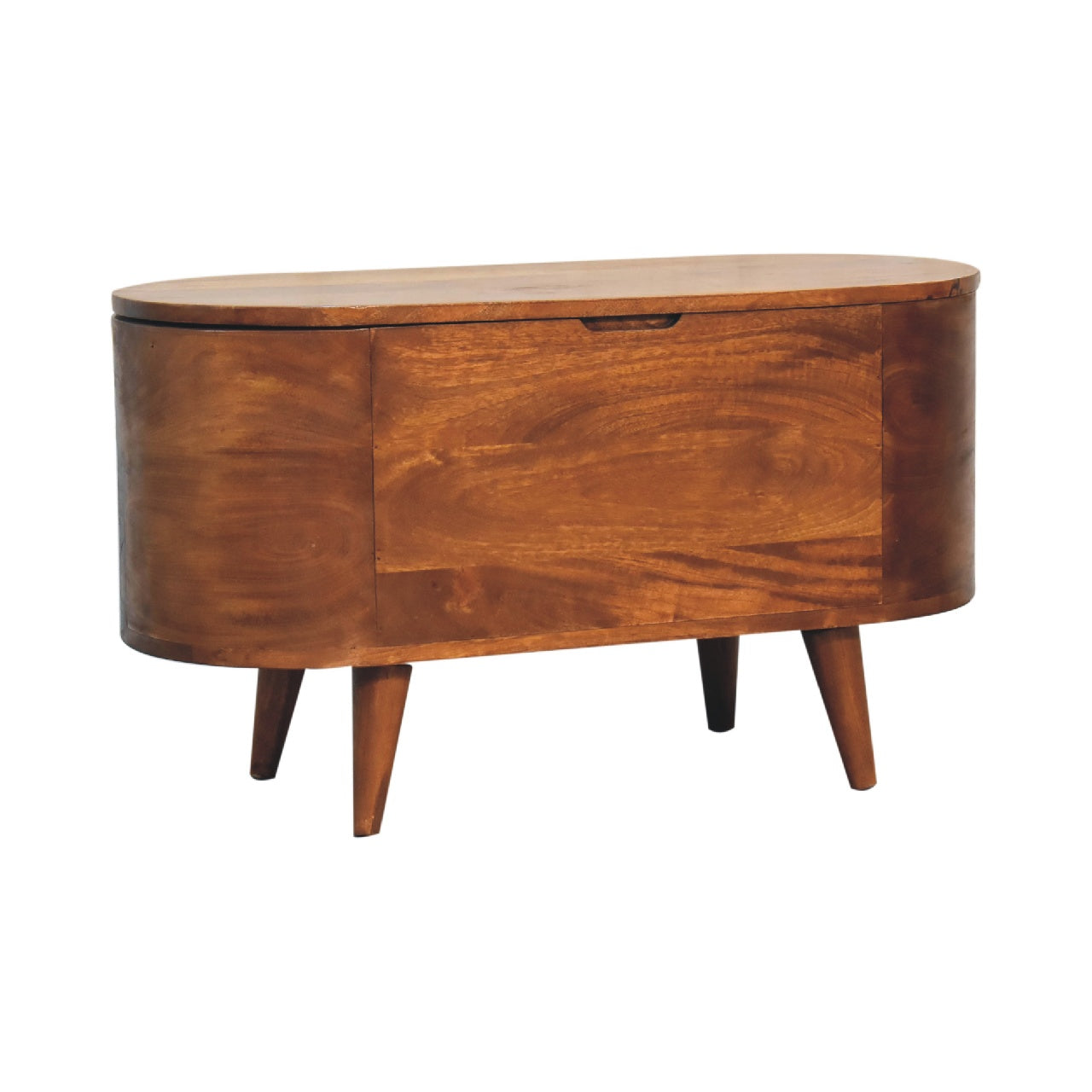 Brescia Chestnut Mango Wood Oval Lid Up Blanket Box