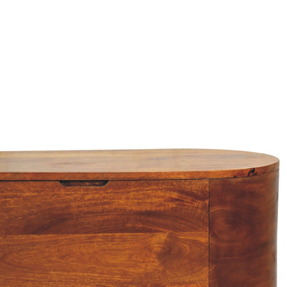 Brescia Chestnut Mango Wood Oval Lid Up Blanket Box