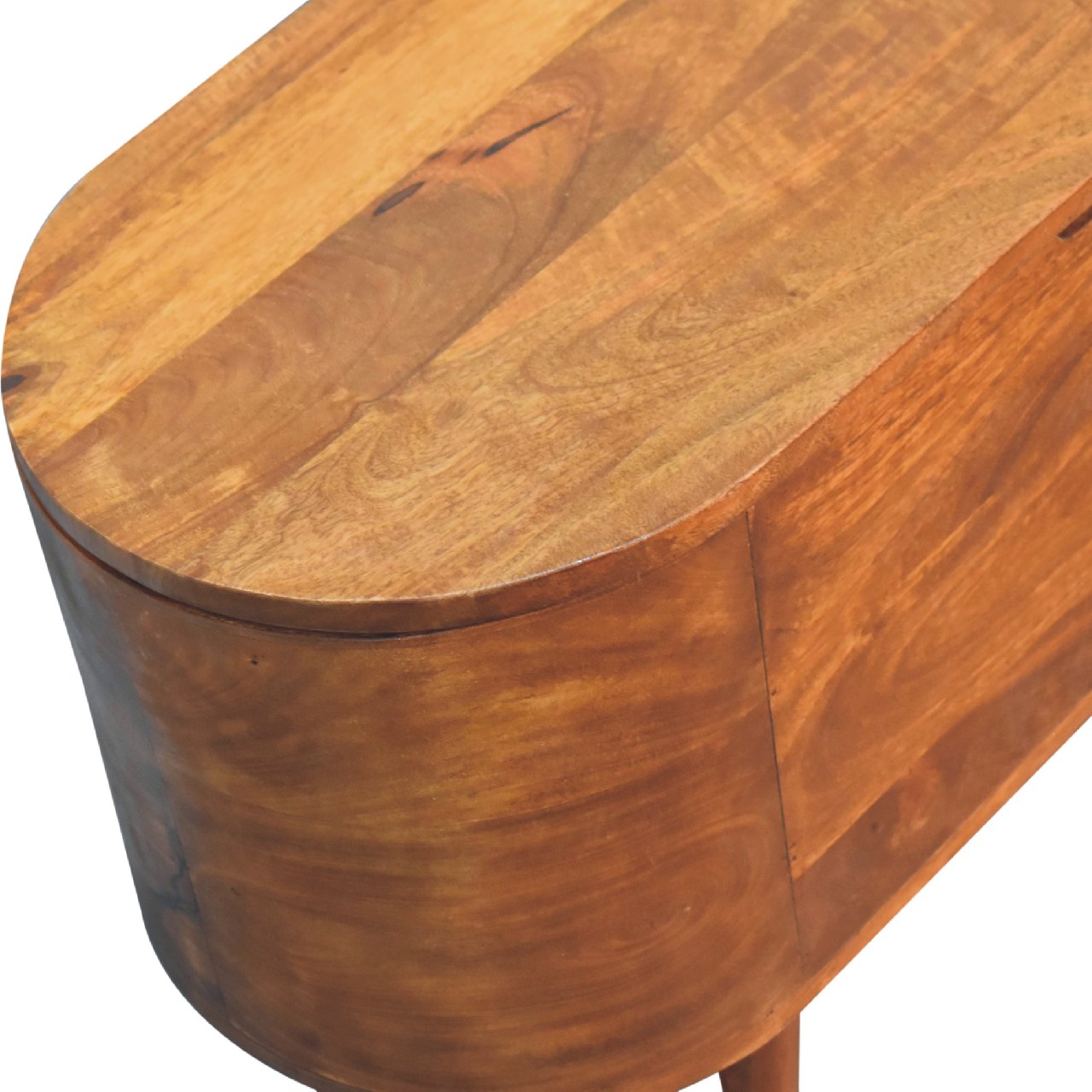 Brescia Chestnut Mango Wood Oval Lid Up Blanket Box