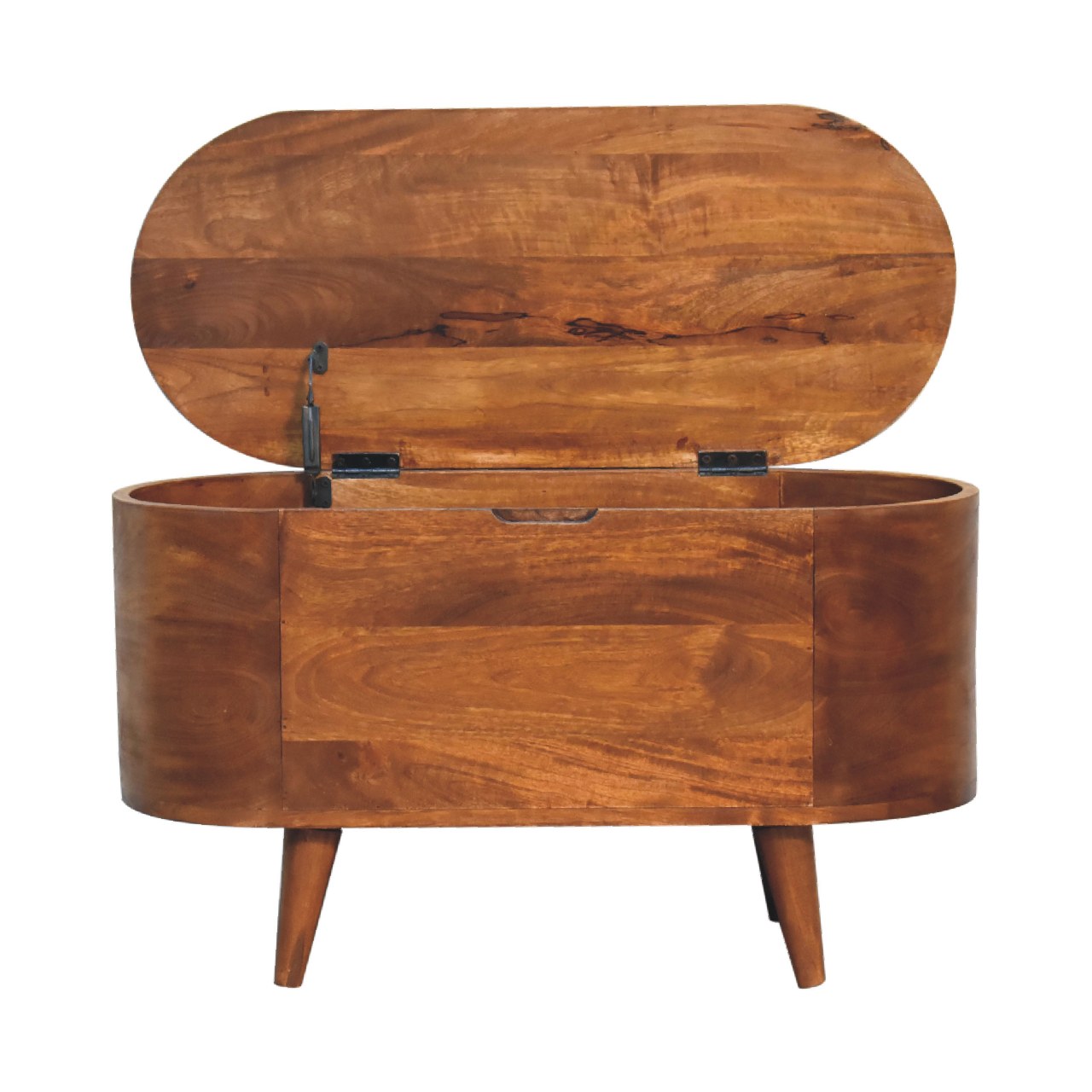 Brescia Chestnut Mango Wood Oval Lid Up Blanket Box