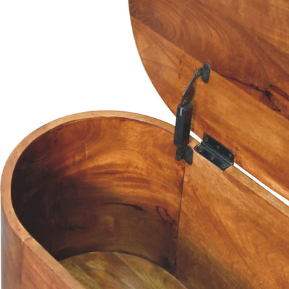 Brescia Chestnut Mango Wood Oval Lid Up Blanket Box