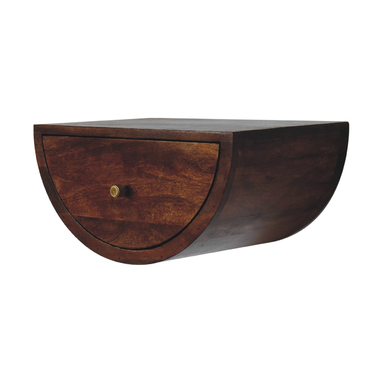 Conques Chestnut Mango Wood Crescent Floating Bedside Table
