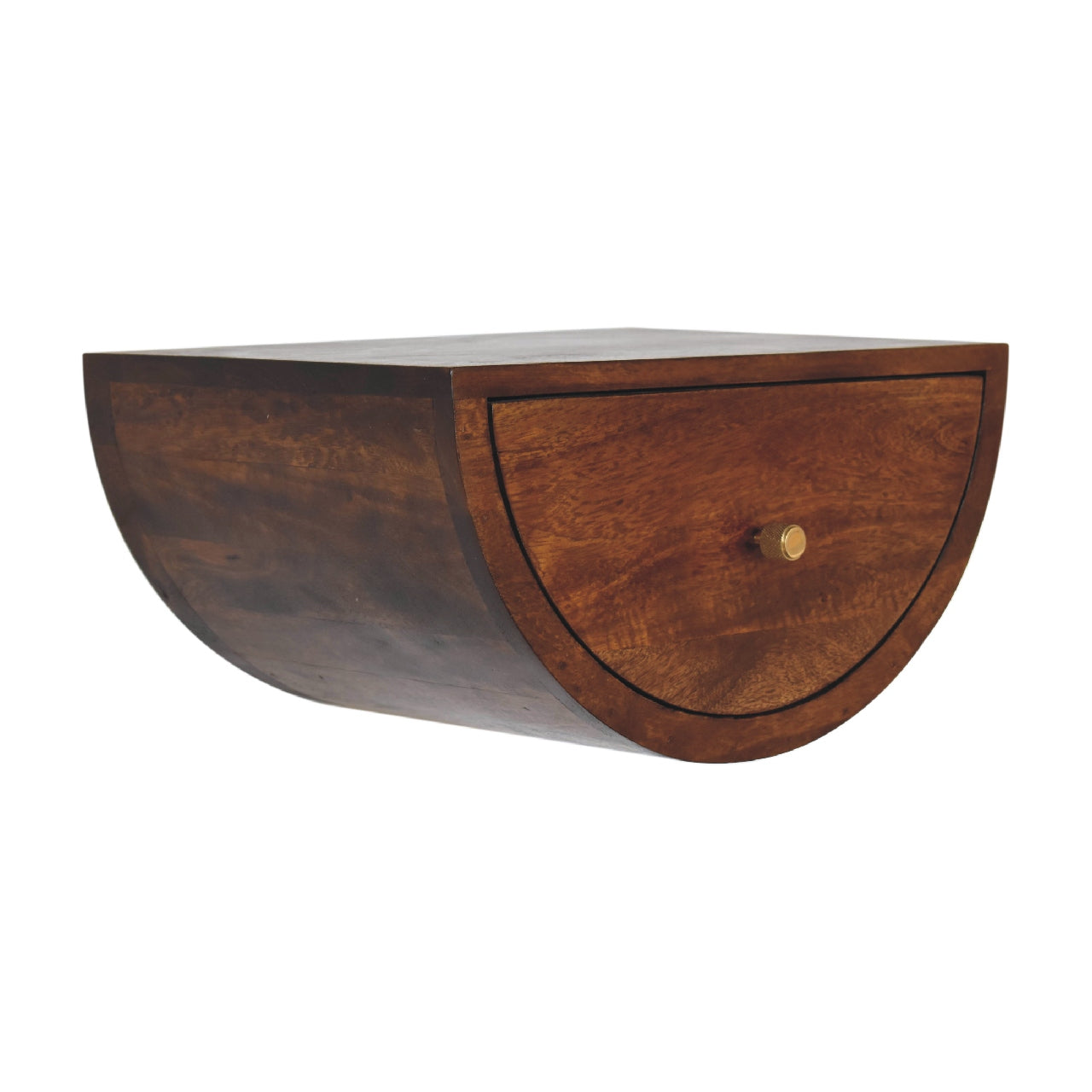 Conques Chestnut Mango Wood Crescent Floating Bedside Table