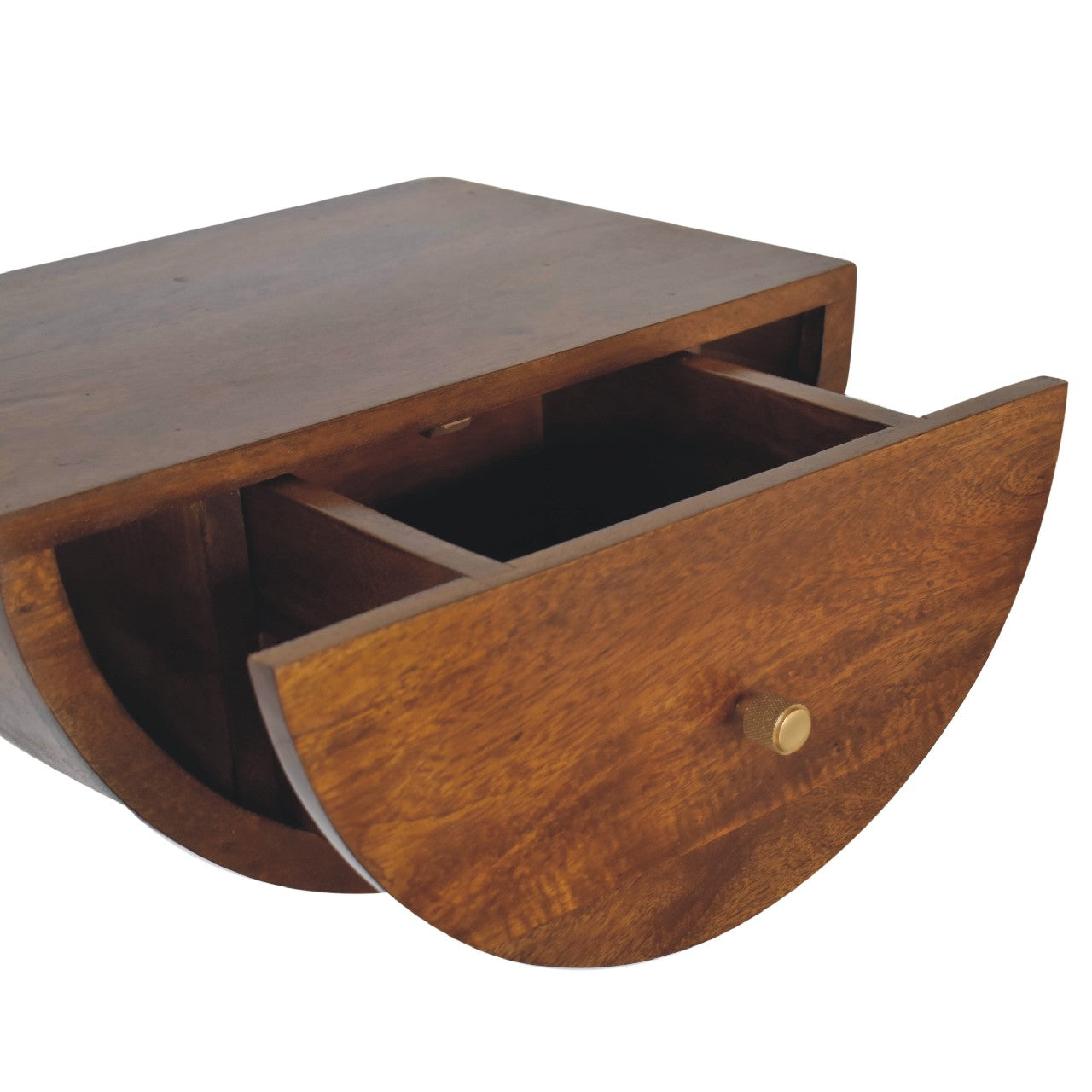 Conques Chestnut Mango Wood Crescent Floating Bedside Table