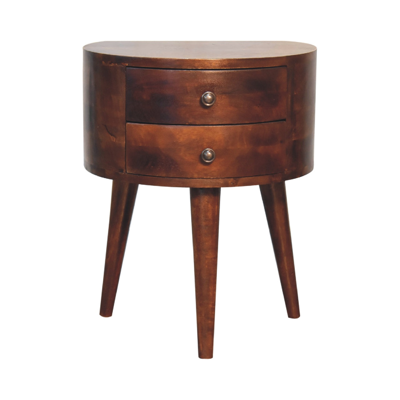 Sorrento Chestnut Mango Wood Tripod Bedside 2 Drawers