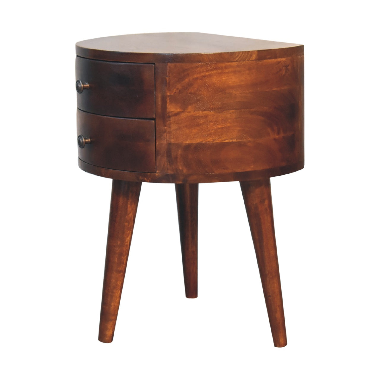 Sorrento Chestnut Mango Wood Tripod Bedside 2 Drawers