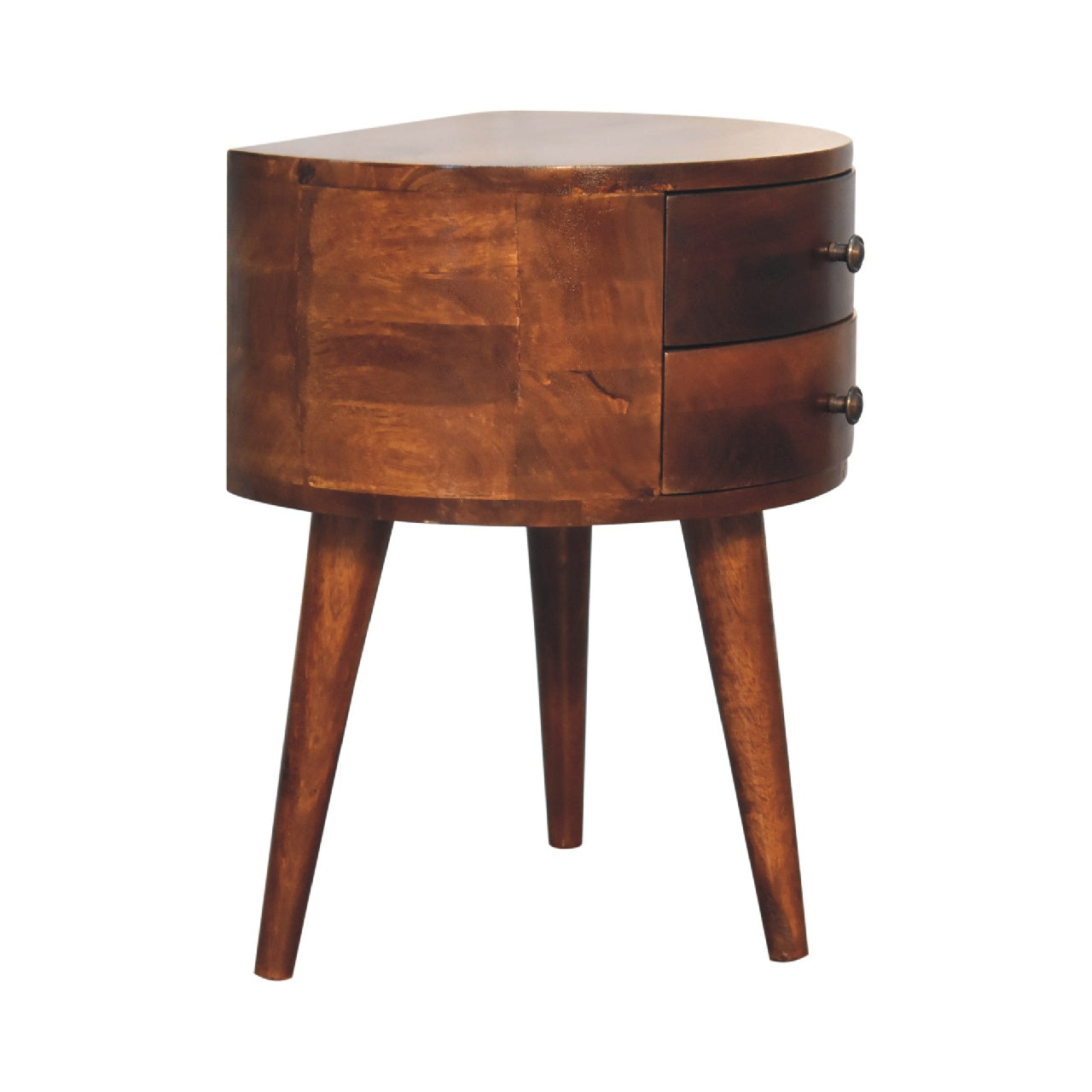 Sorrento Chestnut Mango Wood Tripod Bedside 2 Drawers