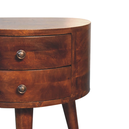 Sorrento Chestnut Mango Wood Tripod Bedside 2 Drawers