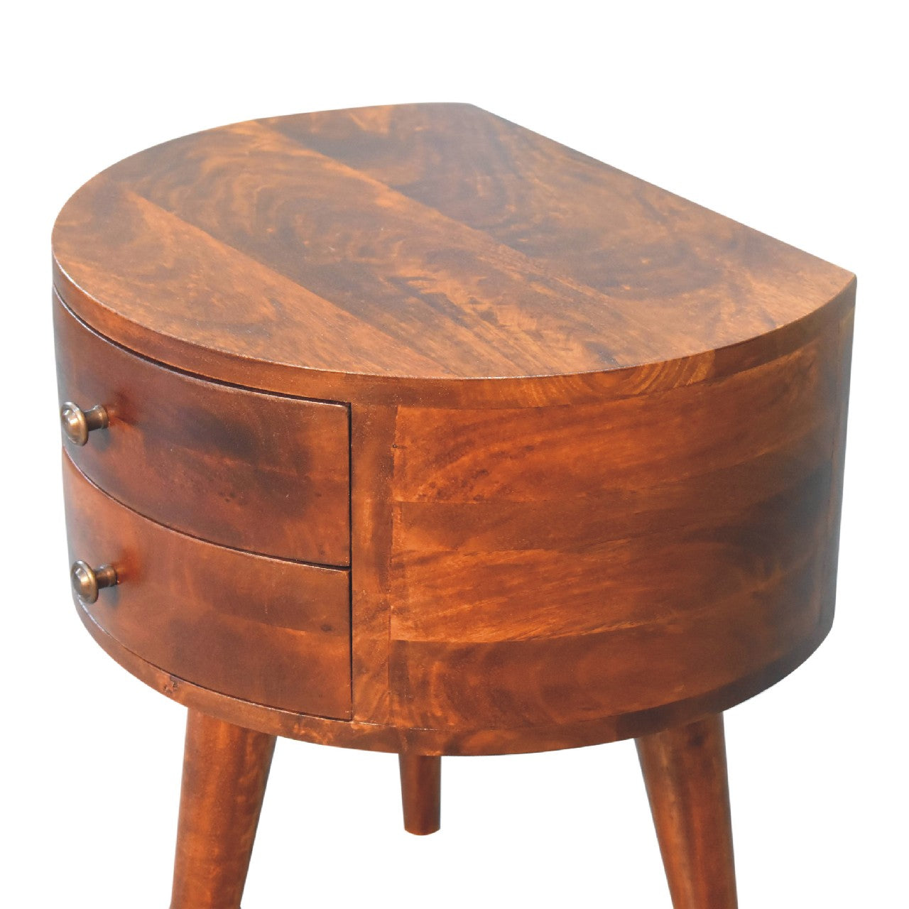 Sorrento Chestnut Mango Wood Tripod Bedside 2 Drawers