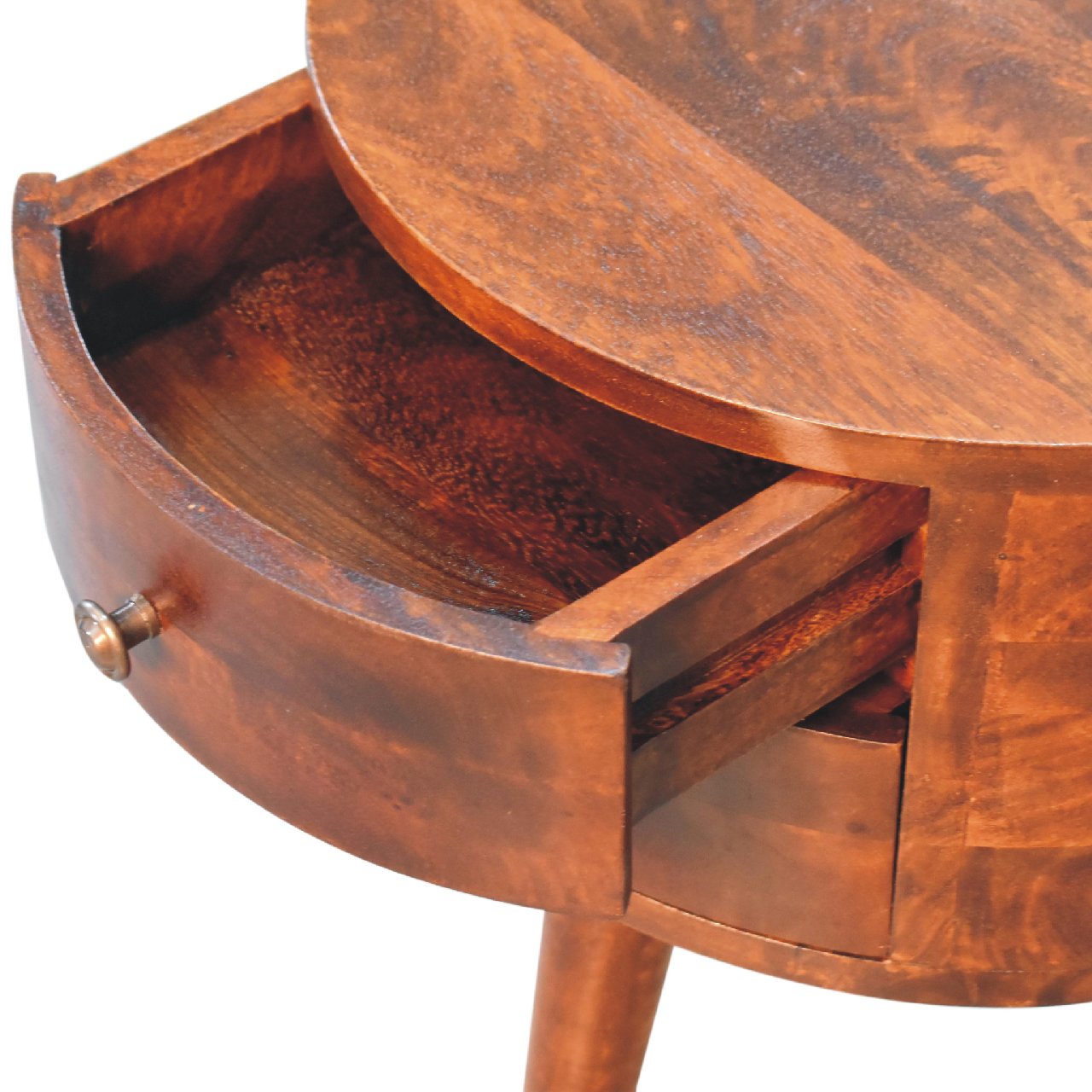 Sorrento Chestnut Mango Wood Tripod Bedside 2 Drawers