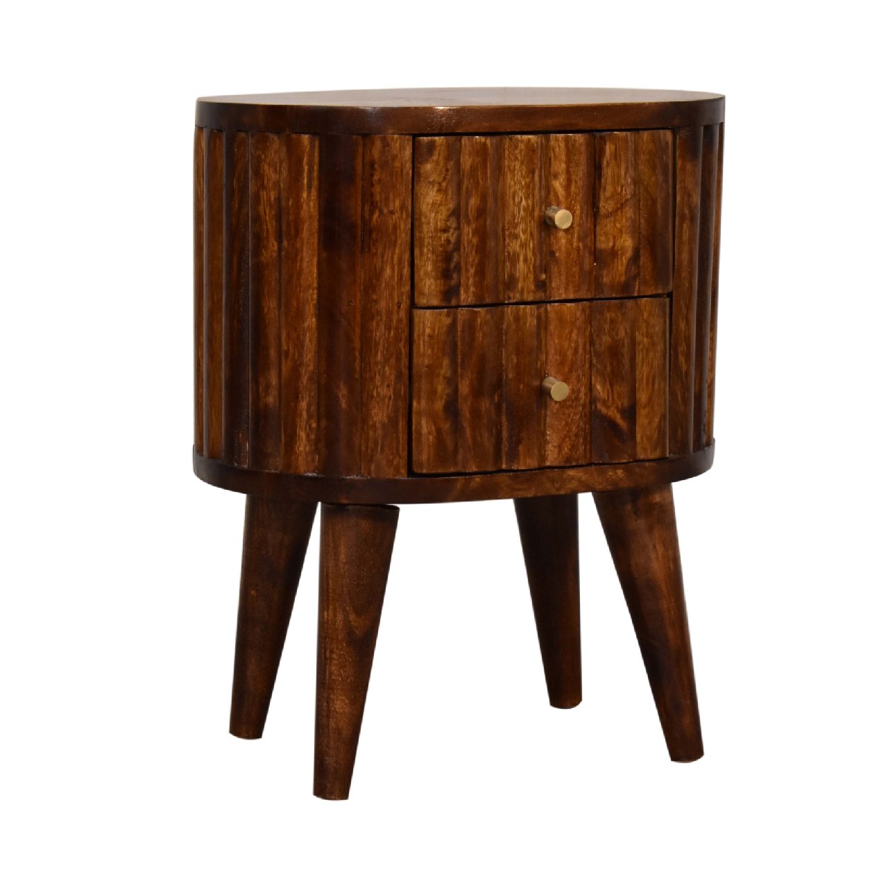 Capri Stripe Chestnut Mango Wood Bedside Table