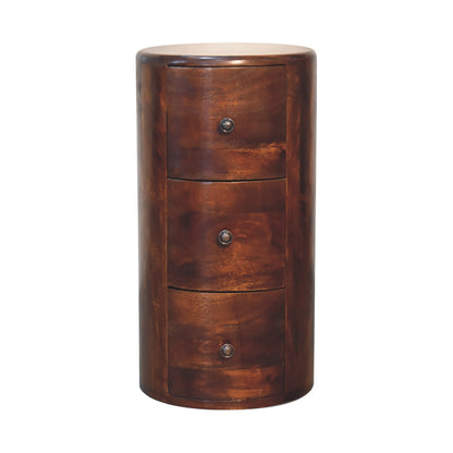Sorrento Chestnut Mango Wood Drum Chest of 3 Drawers