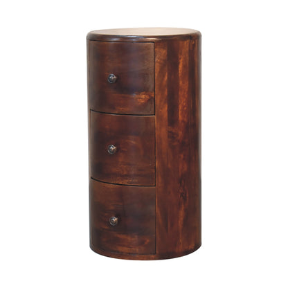 Sorrento Chestnut Mango Wood Drum Chest of 3 Drawers