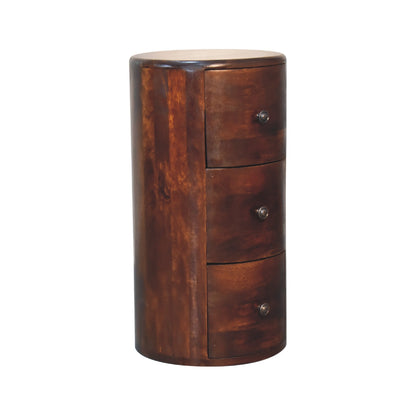 Sorrento Chestnut Mango Wood Drum Chest of 3 Drawers