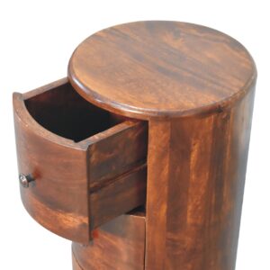 Sorrento Chestnut Mango Wood Drum Chest of 3 Drawers