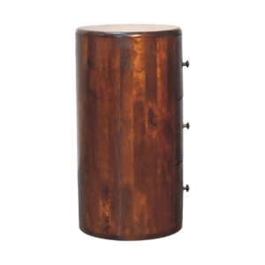 Sorrento Chestnut Mango Wood Drum Chest of 3 Drawers