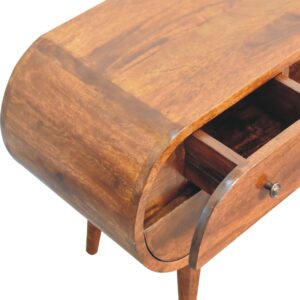 Reims Low Chestnut Mango Wood Circular TV Media Unit 4 Drawers