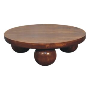 Reims Chestnut Mango Wood Ball Feet Round Coffee Table