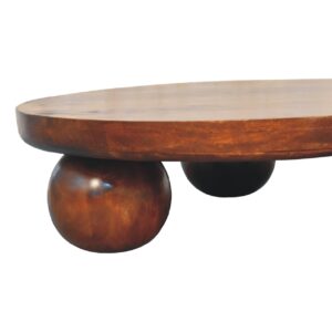 Reims Chestnut Mango Wood Ball Feet Round Coffee Table
