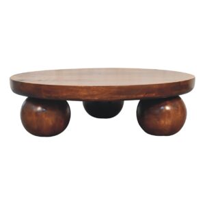 Reims Chestnut Mango Wood Ball Feet Round Coffee Table