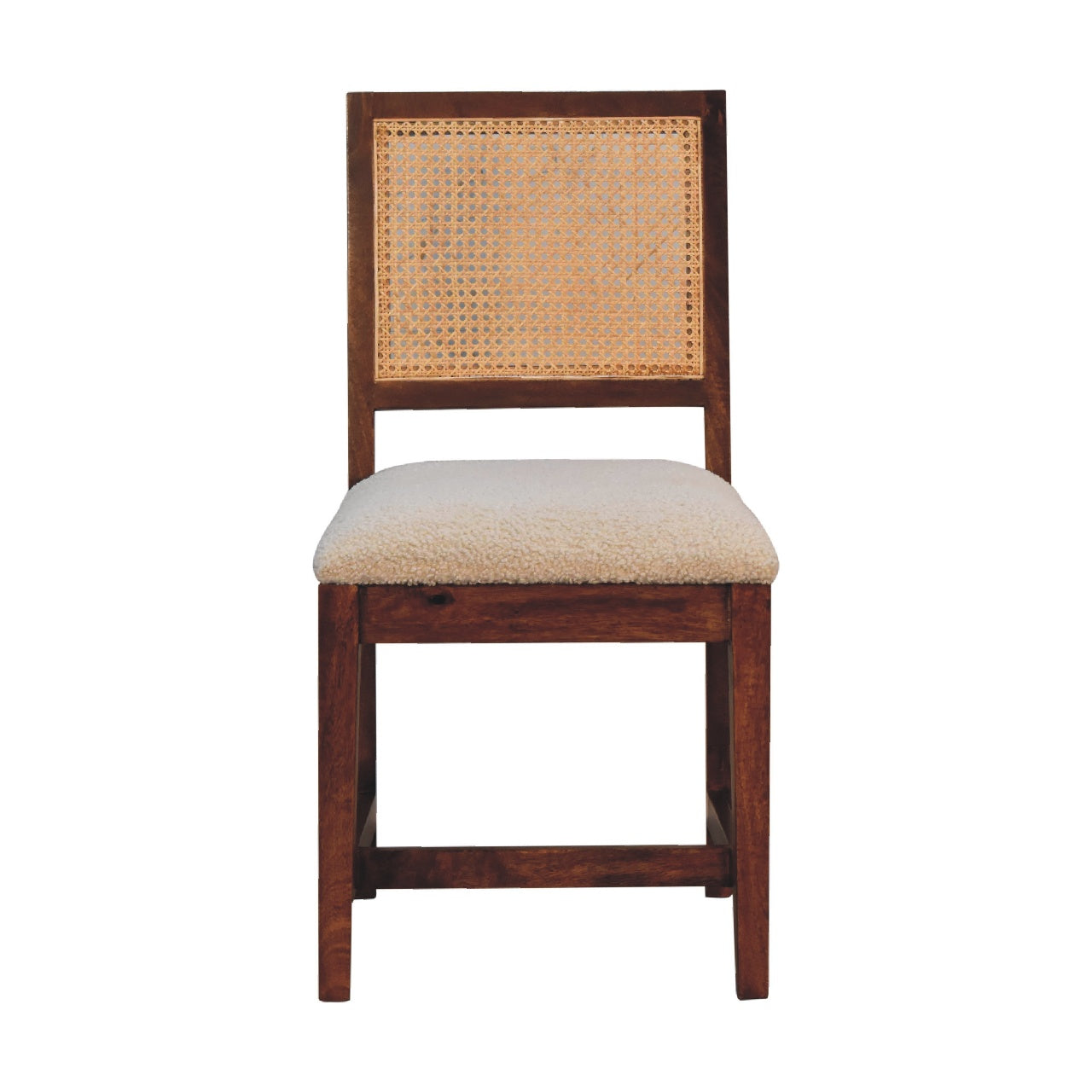 Holualoa Cream Boucle and Mango Wood Rattan Chair