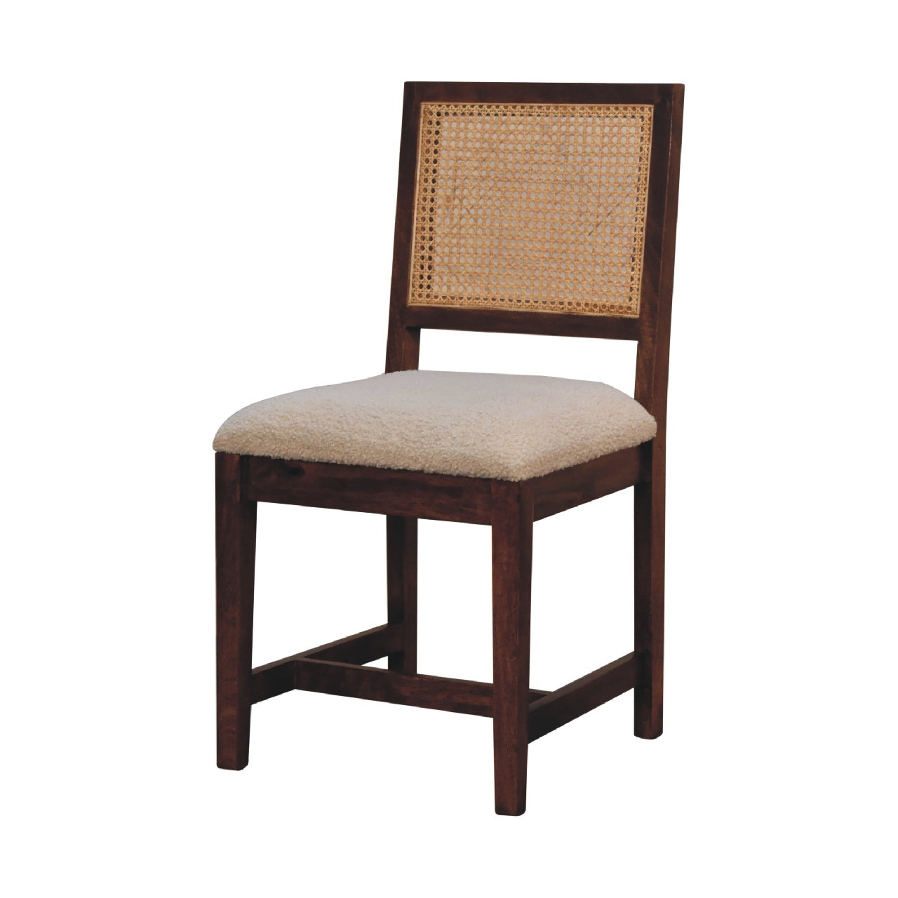 Holualoa Cream Boucle and Mango Wood Rattan Chair