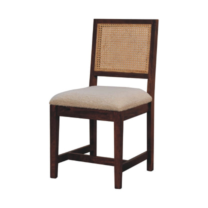 Holualoa Cream Boucle and Mango Wood Rattan Chair