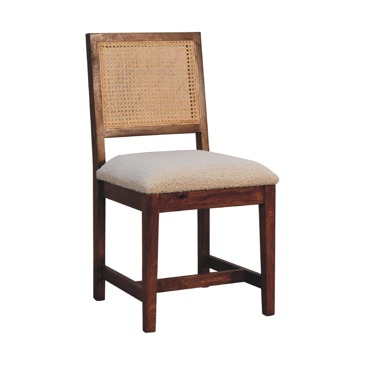 Holualoa Cream Boucle and Mango Wood Rattan Chair
