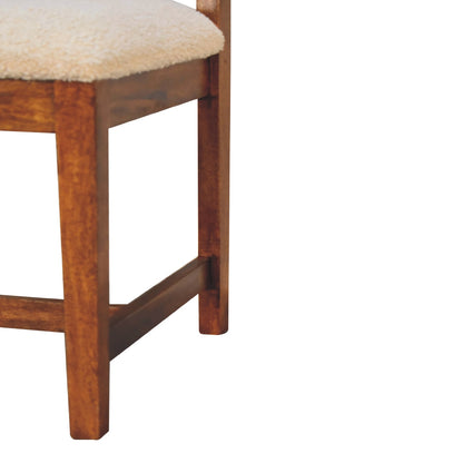 Holualoa Cream Boucle and Mango Wood Rattan Chair