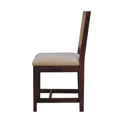 Holualoa Cream Boucle and Mango Wood Rattan Chair