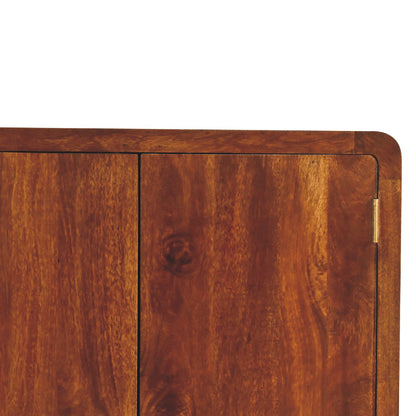 Ostuni Curved Chestnut Mango Wood 2 Door Wardrobe with Storage Drawer