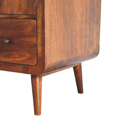 Ostuni Curved Chestnut Mango Wood 2 Door Wardrobe with Storage Drawer